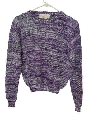 West Trend Vintage Purple & Gray Textured Dolman Sweater EUC Size L